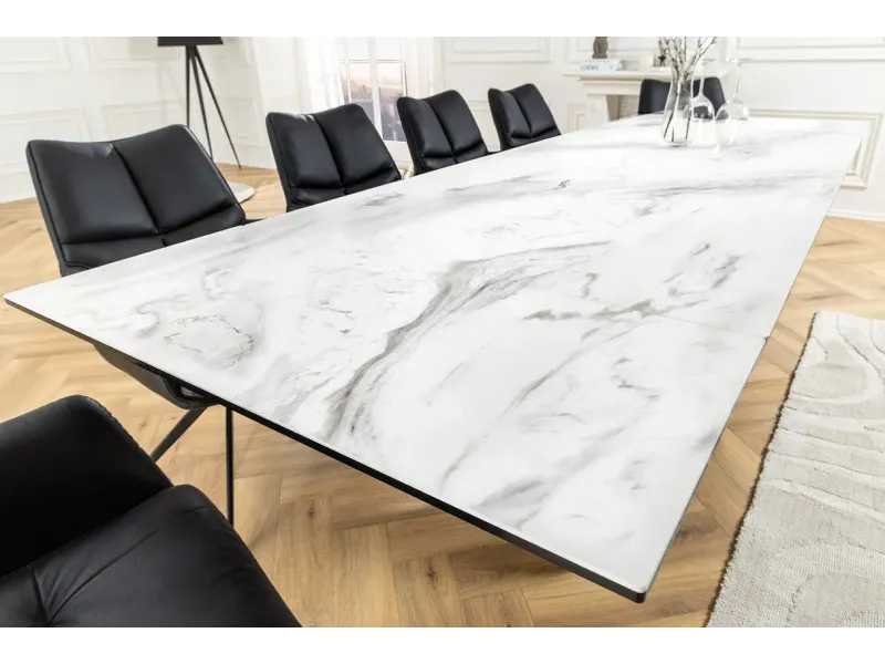 Table à manger extensible en céramique 180-225cm aspect marbre pas cher