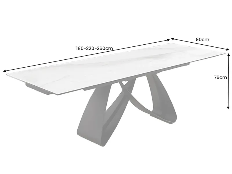 Table à manger extensible en céramique 180-225cm aspect marbre pas cher