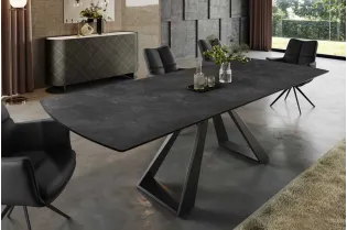 Table à manger extensible en céramique 180-225cm aspect marbre pas cher