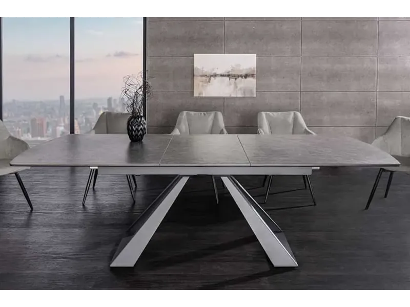 Table à manger extensible en céramique 180-225cm aspect marbre pas cher