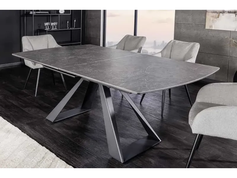 Table à manger extensible en céramique 180-225cm aspect marbre pas cher