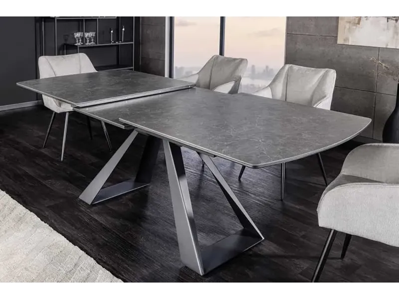 Table à manger extensible en céramique 180-225cm aspect marbre pas cher