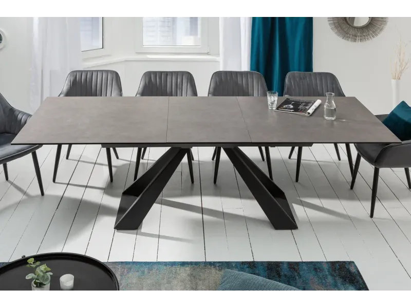 Table à manger extensible en céramique 180-225cm aspect marbre pas cher