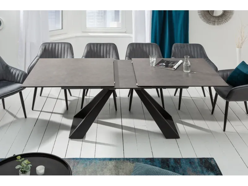 Table à manger extensible en céramique 180-225cm aspect marbre pas cher