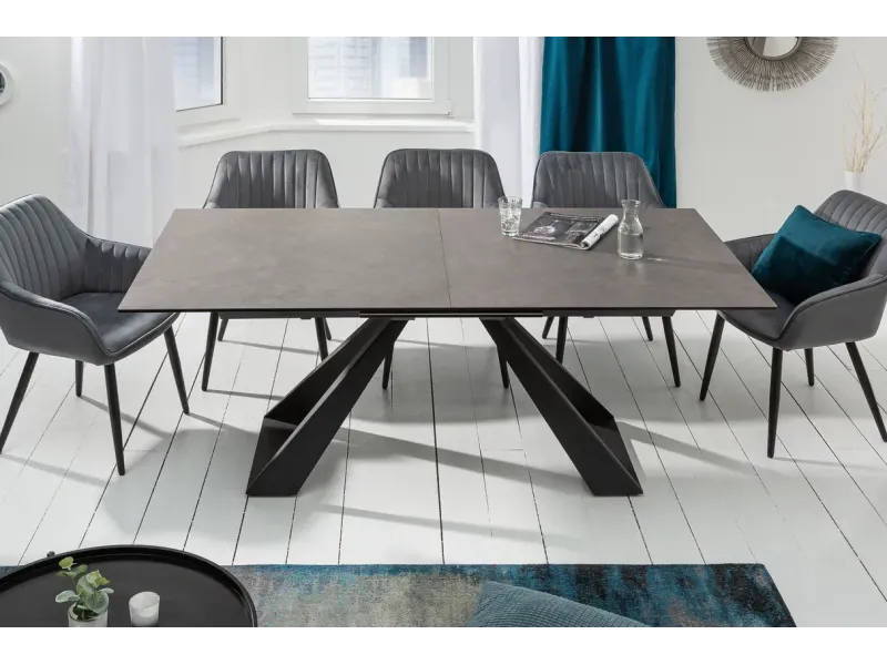 Table à manger extensible en céramique 180-225cm aspect marbre pas cher