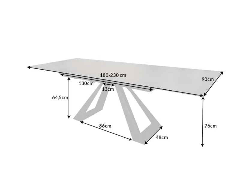 Table à manger extensible en céramique 180-225cm aspect marbre pas cher