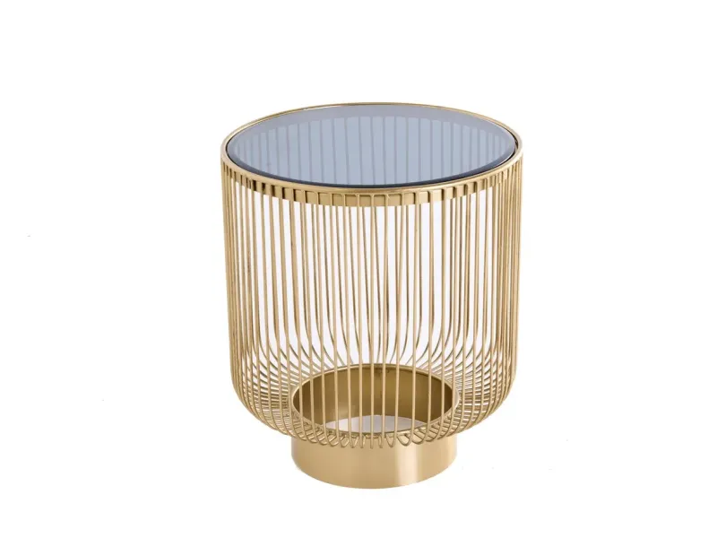 Table basse dorée avec verre noir – table basse ronde moderne glamour -  bellozia.com