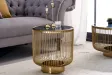 Table basse dorée avec verre noir – table basse ronde moderne glamour -  bellozia.com