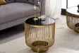 Table basse dorée avec verre noir – table basse ronde moderne glamour -  bellozia.com