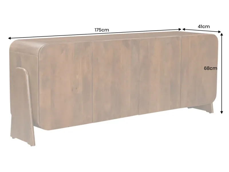 Buffet massif BRASIL 175 cm en bois de manguier marron six compartiments