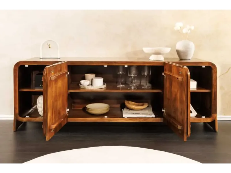 Buffet massif BRASIL 175 cm en bois de manguier marron six compartiments