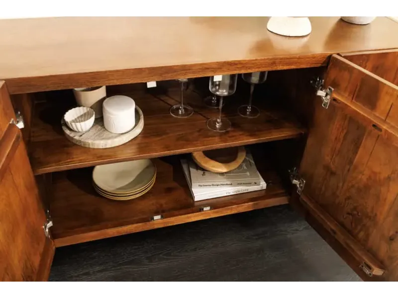 Buffet massif BRASIL 175 cm en bois de manguier marron six compartiments