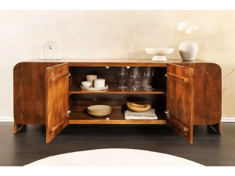Buffet massif BRASIL 175 cm en bois de manguier marron six compartiments