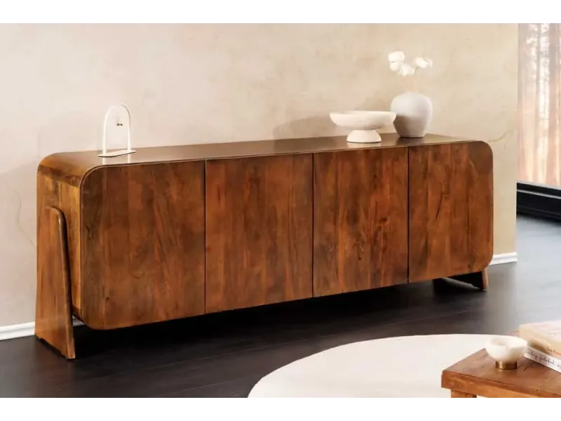 Buffet massif BRASIL 175 cm en bois de manguier marron six compartiments