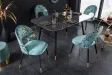 Chaise de salle à manger en velours turquoise – design moderne pieds métal noir