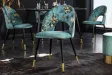 Chaise de salle à manger en velours turquoise – design moderne pieds métal noir