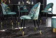 Chaise de salle à manger en velours turquoise – design moderne pieds métal noir