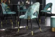 Chaise de salle à manger en velours turquoise – design moderne pieds métal noir