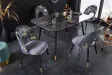 Chaise de salle à manger en velours gris – design moderne pieds métal noir
