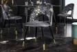 Chaise de salle à manger en velours gris – design moderne pieds métal noir