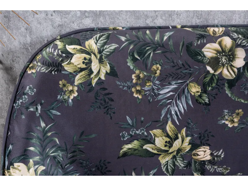 Banc Velours Fleuri Doré 130cm - Collection Helga | Bellozia