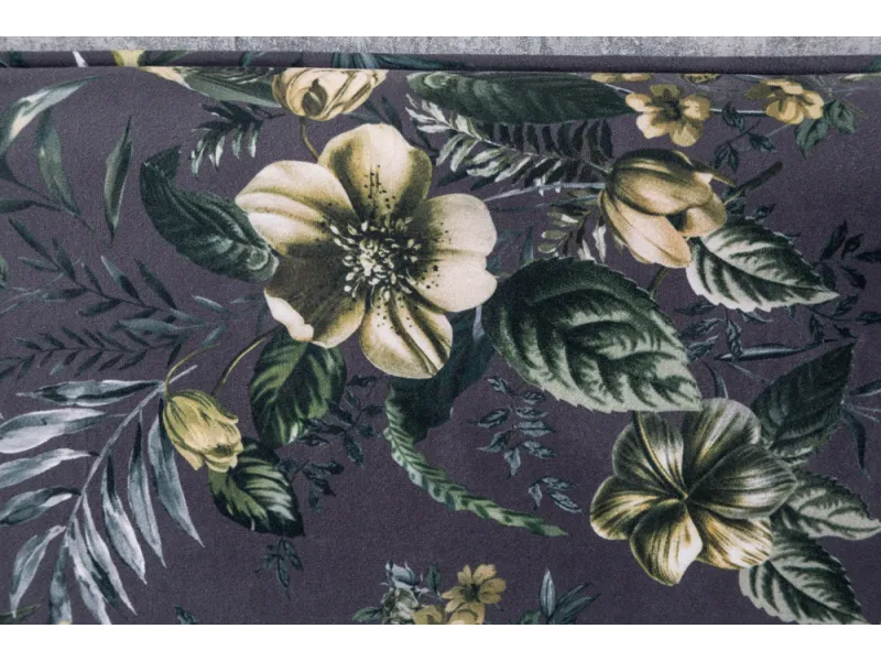 Banc Velours Fleuri Doré 130cm - Collection Helga | Bellozia