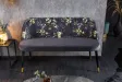Banc Velours Fleuri Doré 130cm - Collection Helga | Bellozia