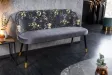 Banc Velours Fleuri Doré 130cm - Collection Helga | Bellozia