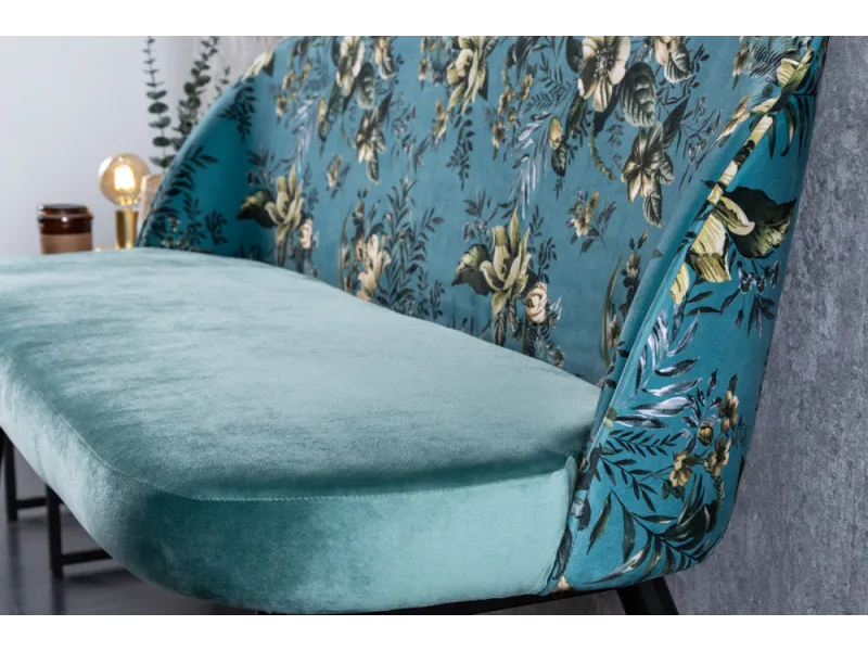 Banc Velours Fleuri Doré 130cm - Collection Helga | Bellozia