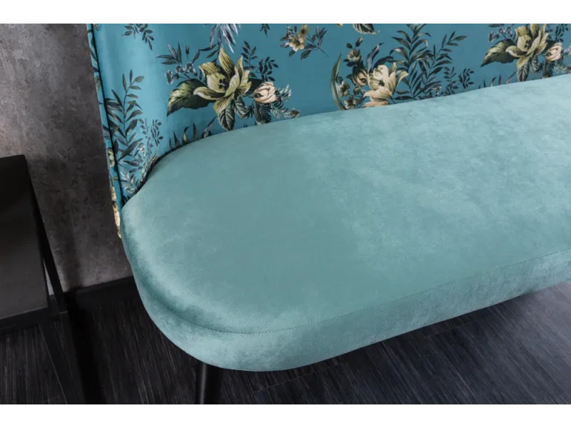 Banc Velours Fleuri Doré 130cm - Collection Helga | Bellozia