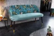 Banc Velours Fleuri Doré 130cm - Collection Helga | Bellozia