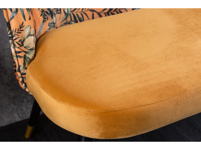 Banc Velours Fleuri Doré 130cm - Collection Helga | Bellozia