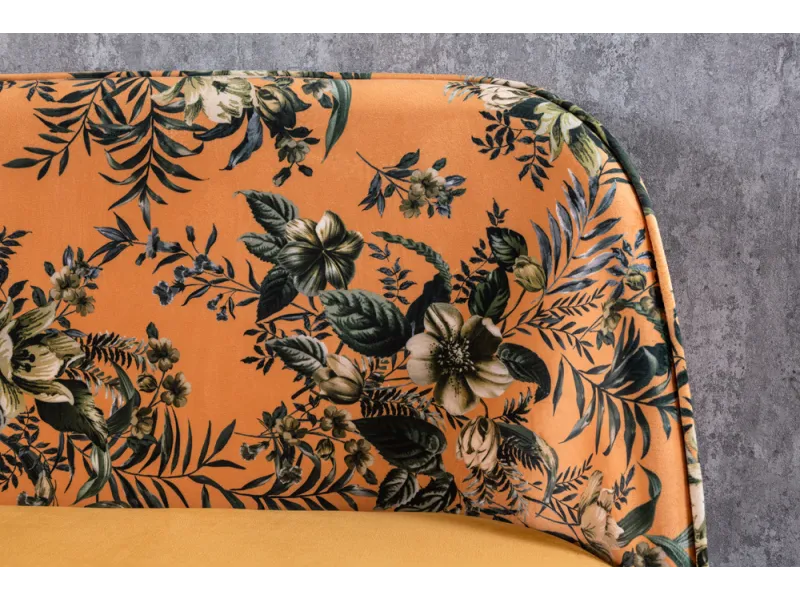 Banc Velours Fleuri Doré 130cm - Collection Helga | Bellozia