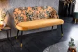 Banc Velours Fleuri Doré 130cm - Collection Helga | Bellozia