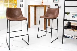 2 tabourets de bar design coloris brun