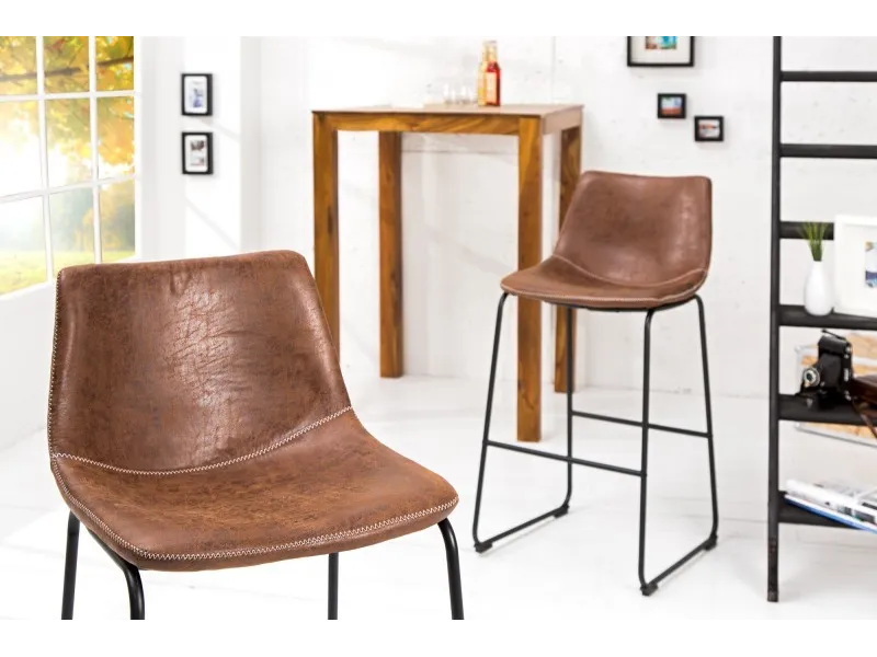 2 tabourets de bar design coloris brun