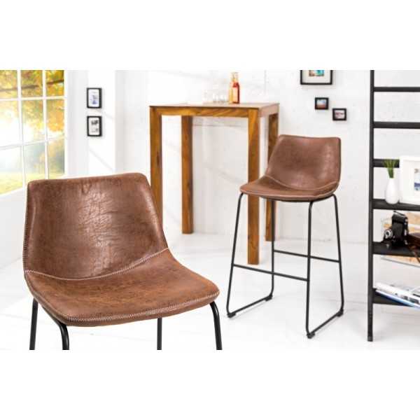 2 tabourets de bar design coloris brun