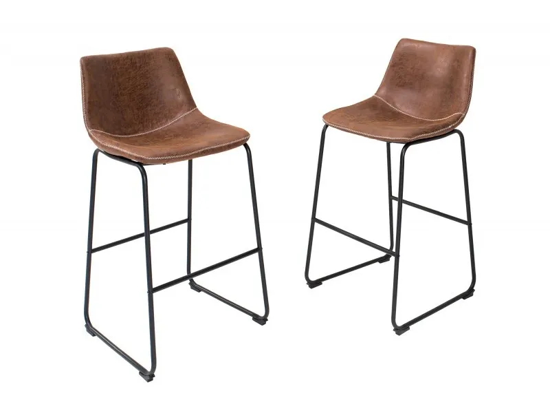 2 tabourets de bar design coloris brun