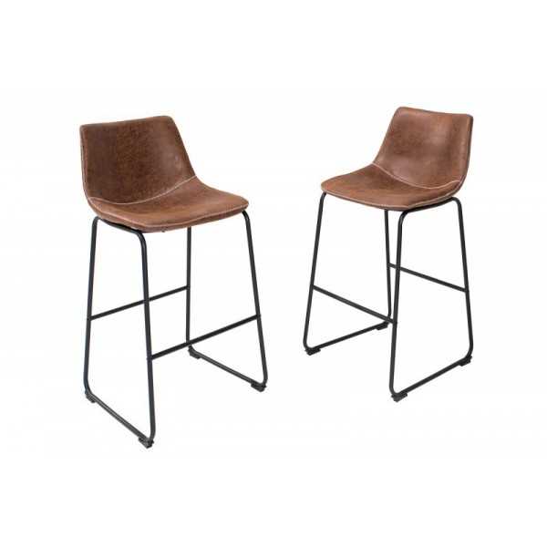 2 tabourets de bar design coloris brun