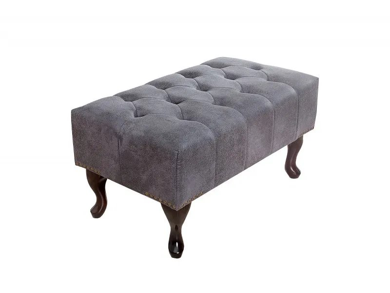 Pouf Chesterfield en microfibre gris