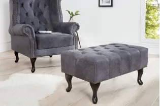 Pouf Chesterfield en microfibre gris 2