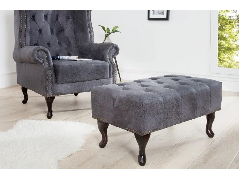 Pouf Chesterfield en microfibre gris