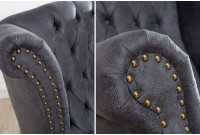 Fauteuil design Chesterfield coloris gris capitonné