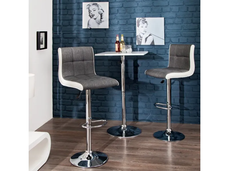 Lot de 2 tabourets de bar design en tissu gris