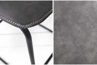 Lot de 2 tabourets de bar design vintage coloris gris en microfibre