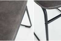 Lot de 2 chaises de salle à manger design vintage coloris gris en microfibre