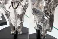 Lampe à poser design crâne de taureau coloris argenté et noir