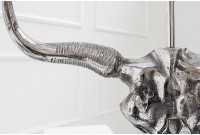 Lampe à poser design crâne de taureau coloris argenté et noir