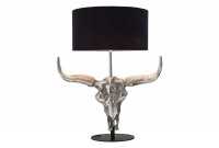 Lampe à poser design crâne de taureau coloris argenté et noir