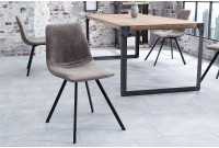 Lot de 4 chaises de salle à manger design scandinave coloris gris taupe en microfibre